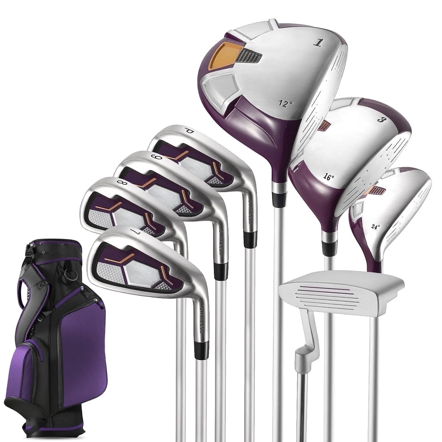 Complete Golf Clubs Package 8 Club Set for Men Woman Right Handed True Temper Steel Shafts Putter Stand Bag and 3 H C Bonus Head