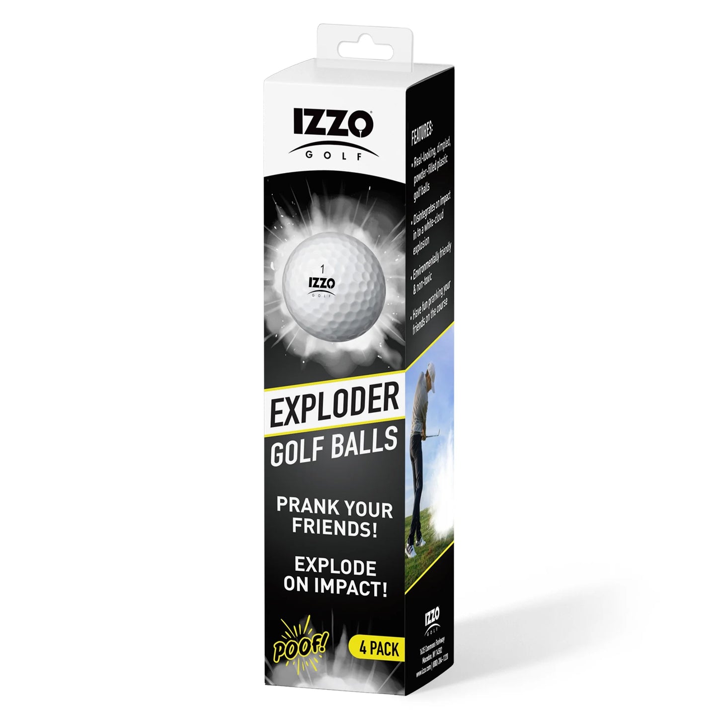 Exploder Prank Golf Balls, White and Dimpled, 4 Pack